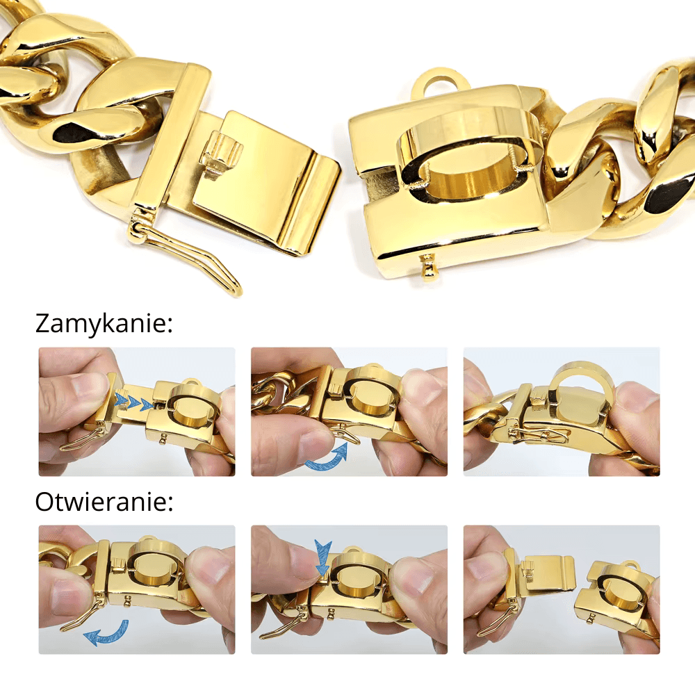 304 Stal Nierdzewna – Stalowy Łańcuch dla Psa | Super Wytrzymała Obroża i Smycz